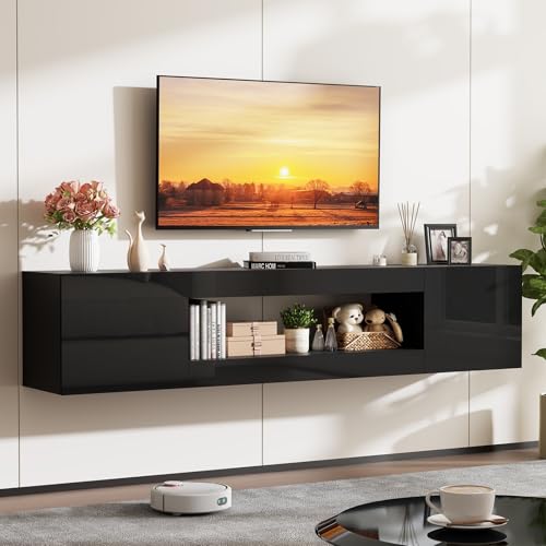 70" Floating TV Stand Wall Mounted with Storage for TVs Up to 80", view 2
