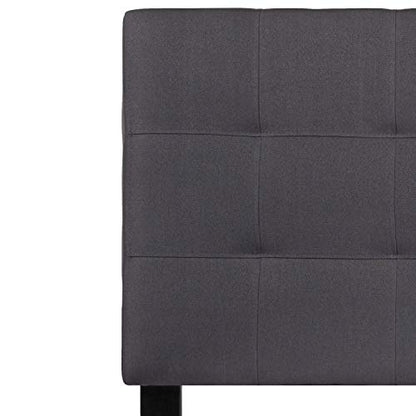 Bedford Tufted Upholstered Twin Size Headboard in Dark Gray Fabric