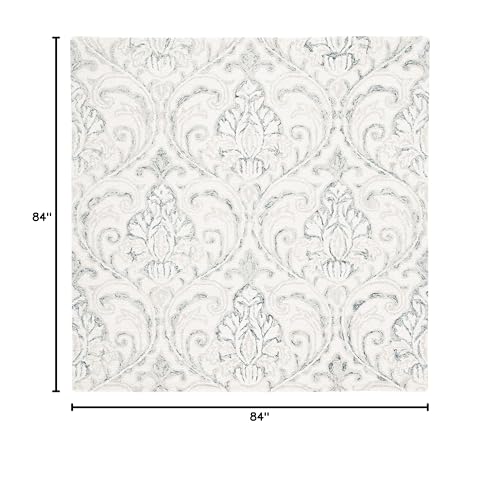 SAFAVIEH Micro-Loop Collection Area Rug - 7' Square, Ivory & Grey, Handmade Wool, Ideal for High Traffic Areas in Living Room, Bedroom (MLP532F)