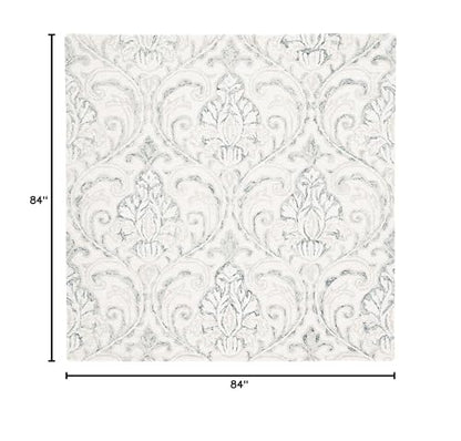 SAFAVIEH Micro-Loop Collection Area Rug - 7' Square, Ivory & Grey, Handmade Wool, Ideal for High Traffic Areas in Living Room, Bedroom (MLP532F)