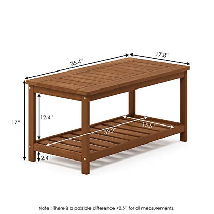 FG18508 Tioman Hardwood Patio Furniture 2-Tier Coffee Table in Teak Oil, Natural