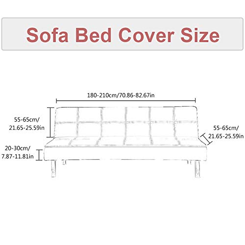 Armless Sofa Cover Futon Slipcover Stretch Elastic Folding Sofa Bed Non-Armrest Couch Furniture Protector Spandex Printed Washable Sofa Cover Without Armrests (Grey White Black)