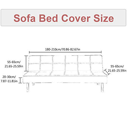 Armless Sofa Cover Futon Slipcover Stretch Elastic Folding Sofa Bed Non-Armrest Couch Furniture Protector Spandex Printed Washable Sofa Cover Without Armrests (Grey White Black)