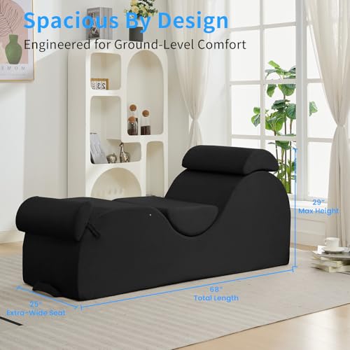 25" Velvet Lounge Chair with Lumbar Support & Side Pockets - Black, view 3