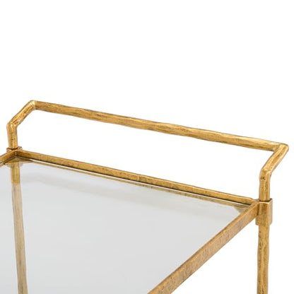 SAFAVIEH Couture Collection Isabellina Brass Metal & Glass Kitchen Dining Bar Cart with Wheels