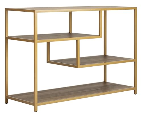 Safavieh Home Reese Mid-Century Modern Walnut and Gold Console Table