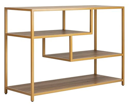Safavieh Home Reese Mid-Century Modern Walnut and Gold Console Table