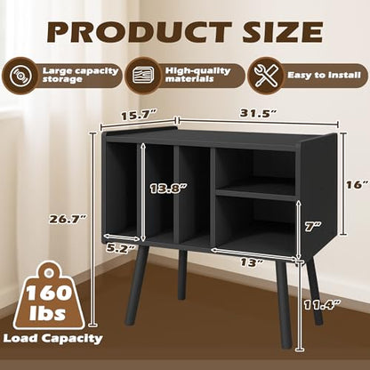 Montex Record Player Stand with Vinyl Storage, view 3