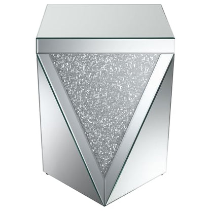 Coaster Home Furnishings - Amore - Square Mirrored Acrylic Crystal End Table with Diamond-Shaped Design, Glittery Material and Mirrored Frame - Living Room - 19-Inch - Silver - 722507