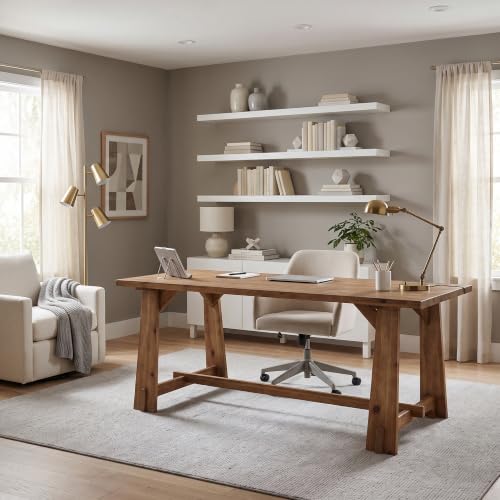 63" Long Large Wood Desks, Farmhouse Office Desk, view 7