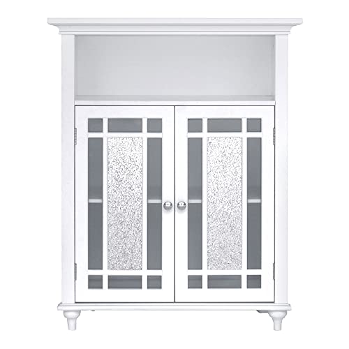 Windsor 26.5 in. x 34.02 in. 2-Door Freestanding Wooden Floor Cabinet with Adjustable Shelves for Storage Solutions in Bathrooms, Kitchens, Laundry Rooms, Home Offices, White