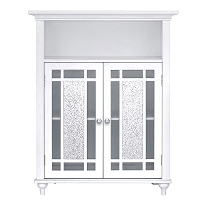 Windsor 26.5 in. x 34.02 in. 2-Door Freestanding Wooden Floor Cabinet with Adjustable Shelves for Storage Solutions in Bathrooms, Kitchens, Laundry Rooms, Home Offices, White