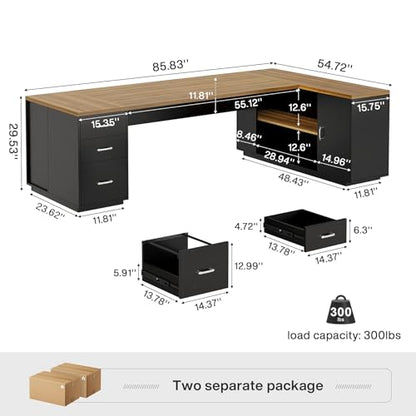 Tribesigns 85.8-Inch L-Shaped Executive Desk, Extra Large Home Office Desk, view 3