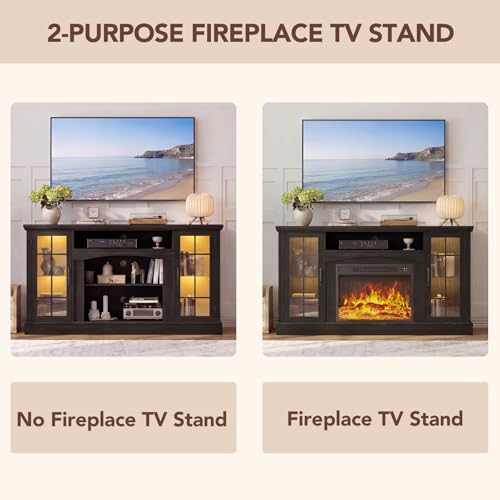 58" Farmhouse Fireplace TV Stand with 23" Electric Fireplace, view 8