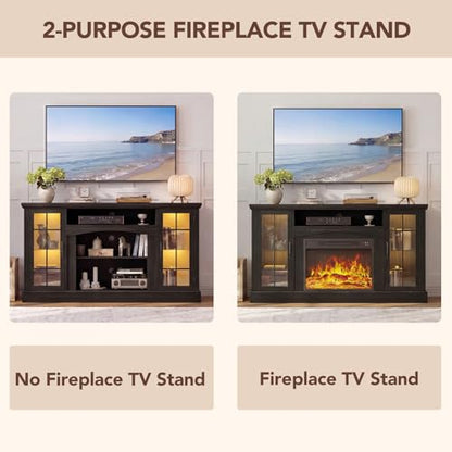58" Farmhouse Fireplace TV Stand with 23" Electric Fireplace, view 8