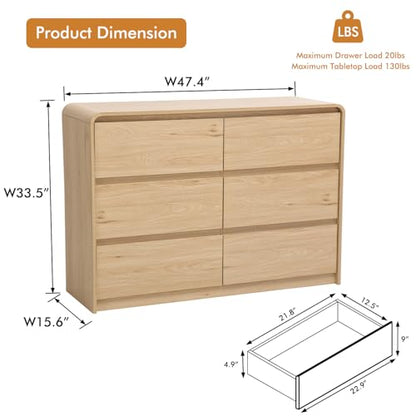 6 Drawer Dresser for Bedroom, view 3