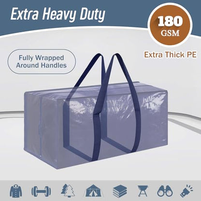 6 Pack Extra Heavy Duty Large Moving Bags with Strong Zipper, Dark Blue, view 3