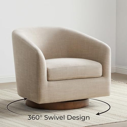 CHITA Swivel Accent Chair Set of 2, Wood Frame, Fully Assembled, Flax Beige