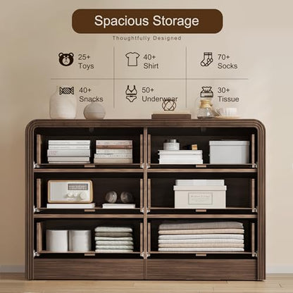 47" W Fluted 6-Drawer Dresser for Bedroom, Walnut, view 7