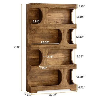 71" Tall Bookcase Set of 2, 4-Tier S-Shaped Bookshelf, view 3