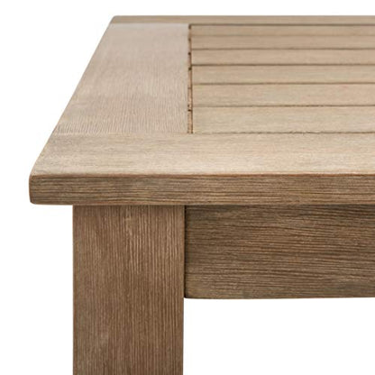SAFAVIEH Couture Outdoor Patio Furniture Collection – Santa Cruz Coffee Table, Natural Eucalyptus Wood Slatted Top, Modern Outdoor Accent Table (CPT1016A)