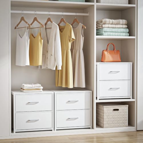 2 Pack Stackable Storage Drawers, Closet Drawers, White, view 4