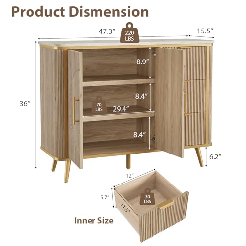 47.3" Modern Buffet Cabinet with Storage, view 3