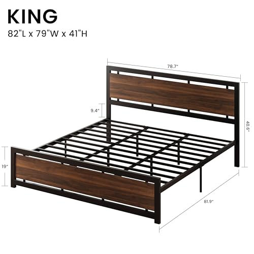 King Size Bed Frame with Headboard and Footboard, view 3