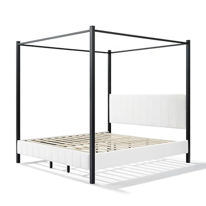 King Size Upholstered Canopy Bed Frame, view 5