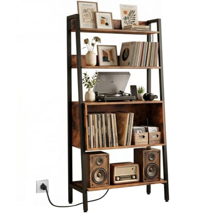 Record Player Stand, 5-Tier Turntable Stand with Charge Station, view 2