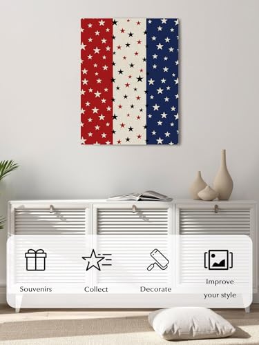 NuYeBiofx Independence Day Stripes and Stars Canvas Wall Art Prints,48"x32" Framed Picture Artwork Vintage USA Flag Star Printed Canvas Oil Painting for Living Room Bedroom Office,Ready to Hang