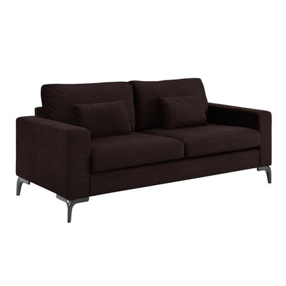 Tommy Hilfiger Austin Upholstered Sofa, Contemporary Square Arms Living Room Couch for Small Space, Plush Cushions, Wooden Frame and Legs, Chocolate Brown