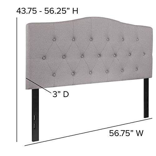 Cambridge Tufted Upholstered Full Size Headboard in Light Gray Fabric