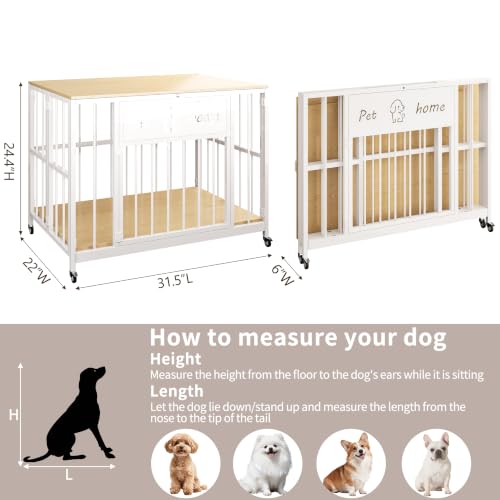 31.5" Foldable Dog Crate Furniture for Small Medium Dogs, view 7