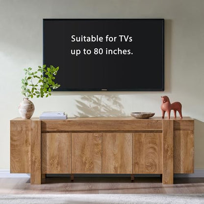 70" Modern Farmhouse TV Stand for TVs up to 80 Inch, Light Knotty, view 4
