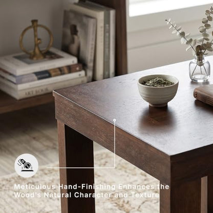 Signature Design by Ashley Watson End Table, Classic Oversized 24 Inch Square Side Table, Made of Veneers, Wood and Engineered Wood, Distressed Mid-Century Sled Base, Dark Brown