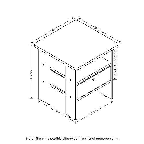 Furinno Basic 3-Tier Bookcase Storage Shelves and End Table Set, French Oak Grey