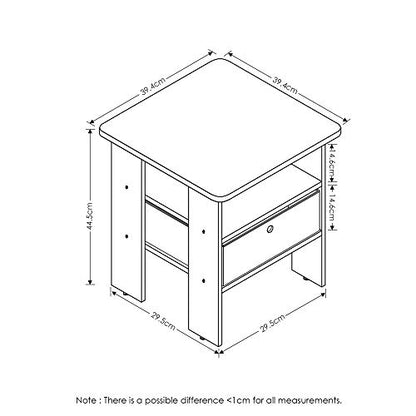 Furinno Basic 3-Tier Bookcase Storage Shelves and End Table Set, French Oak Grey