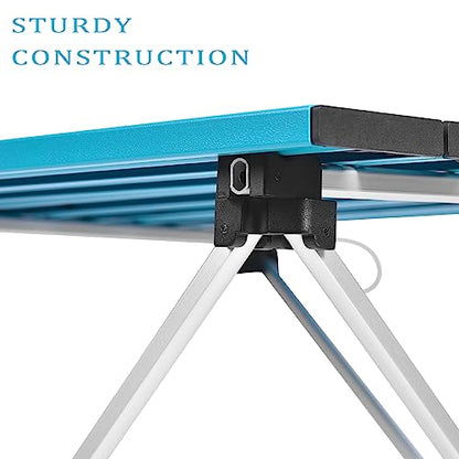 Portable Camping Table with Aluminum Table Top, Folding Beach Table Easy to Carry, Prefect for Outdoor, Picnic, BBQ, Cooking, Festival, Beach, Home (Deep Blue-S)
