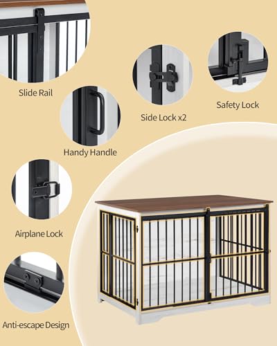 44.1" XL Dog Crate Furniture Indoor Dog Kennel with Barn Door, view 6