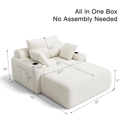 69” Oversized Chaise Lounge Chair Indoor, view 3