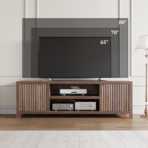 Fluted TV Stand for 80 in, Modern Entertainment Center with Storage, view 5