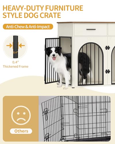 43.3'' Dog Crate Furniture with Storage & Power Indoor Dog Kennel, view 8