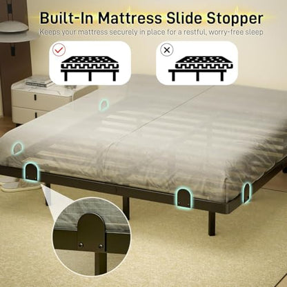 qimamo 14 Inch Floating King Bed Frame with Smart LED Lights and Charging, view 6