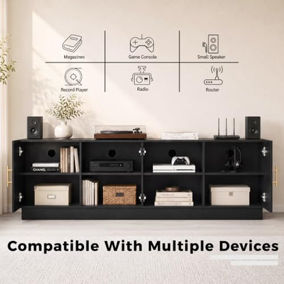 66" Modern TV Stand for 75 Inch TV Living Room,TV Console, Black, view 5