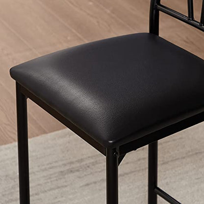 Small Bar Table and Chairs Tall Kitchen Breakfast Nook with Stools/Dining Set for 2, Storage Shelves, Space-Saving, Retro