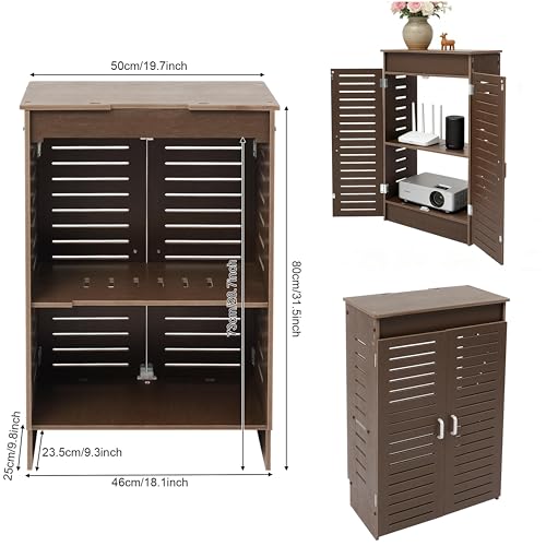 AV Media Cabinets WiFi Router Cable Storage Cabinet W/ Adjustable Shelves, view 3