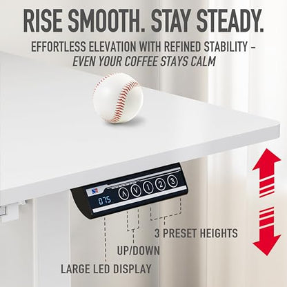 48-Inch Electric Height Adjustable Standing Desk with Drawer, Memory Preset and Cable Management Tray, White