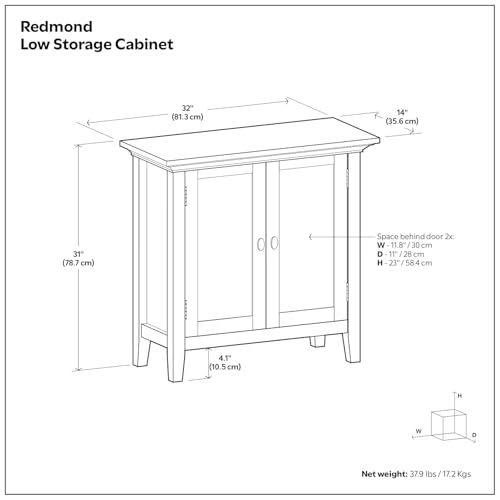Redmond 32" Wide Solid Wood Cabinet in Brunette Brown, view 4