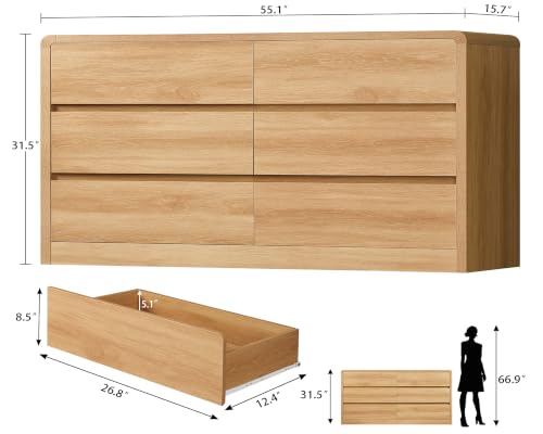 55" Dresser for Bedroom with 6 Drawers, view 3